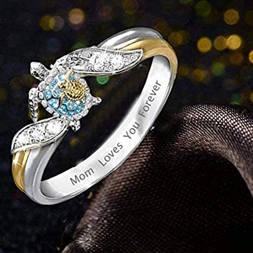 bestheart 18K Gold-plated diamond mother\'s day, girl and daughter ring gift, crystal heart ring (Sea turtle, 7)