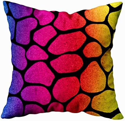 Shorping Body Pillow Case with Zipper, Zippered Pillowcases 20X20Inch Throw Pillow Covers Colorful Design Pattern of Animal Skin Texture for Home Sofa Bedding