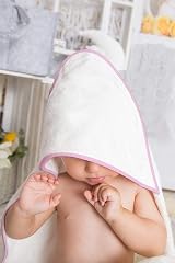 Adore Home Hooded Baby Towel Set 2x 100% Cotton Pink & White 65x65cm view 5