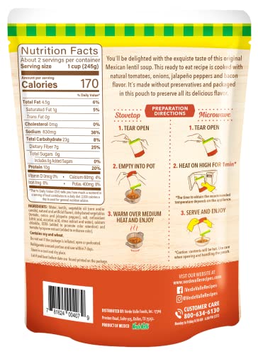 VERDE VALLE LENTIL SOUP MEXICAN RECIPE 15.2 OZ (PACK OF 1)