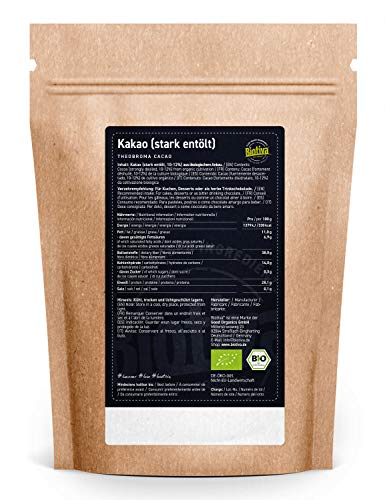 Kakao Pulver Bio 300g - 100% reines Kakaopulver stark entölt (11% Fett) - ohne Zucker - ohne Zusatzstoffe - Abgefüllt und kontrolliert in Deutschland - Biotiva – Bild 3