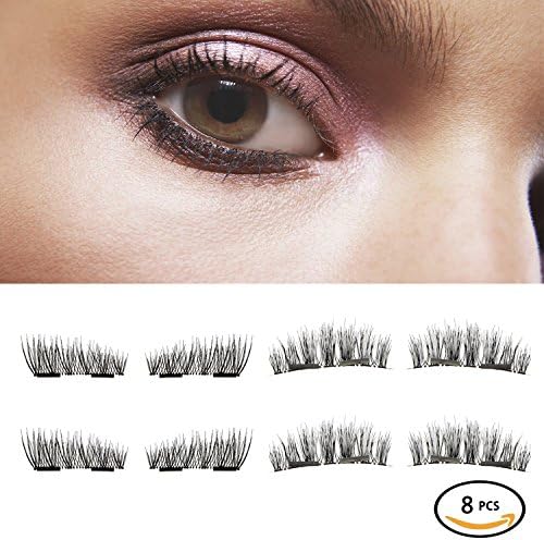 Neodot 3D False Magnetic Eyelashes 0.2mm Ultra Thin Double Magnet Soft Fiber Hair Reusable Eyelashes for Women Makeup Easy to Wear 4 Pairs 8 Pieces
