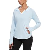 M MOTEEPI Long Sleeve Shirts for Women with Thumb Hole Quick-Dry Womens Golf Shirt Pullover UPF 50+ Ladies Sun Shirts