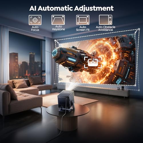 Projector 4K with VIDAA OS【Netflix Included & Live Channels】36W 3D Dolby Audio, 1400 ANSI FHD 1080P, HDR 10 TOPTRO Smart Home Cinema Projector, AI Auto Image, WiFi 6, Bluetooth Projectors for Bedroom