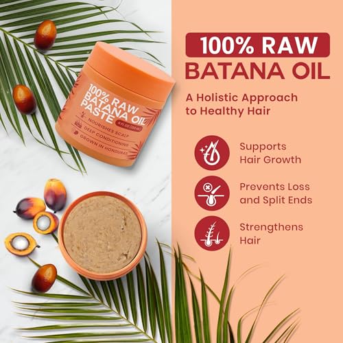 LBOYLOVE® Raw Batana Oil for Hair Growth - 100% Pure, Organic 4oz Batana from Honduras for Thick and Strong Natural Hair - Dr. Sebi Unrefined Cold Pressed Cosmetic Scalp Mask Gifts for Women