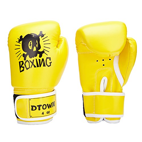 Dtown 4oz Childrens Training Gloves for Boxing Muay Thai Sparring MMA Fighting Gloves PU Leather for Boys Girls