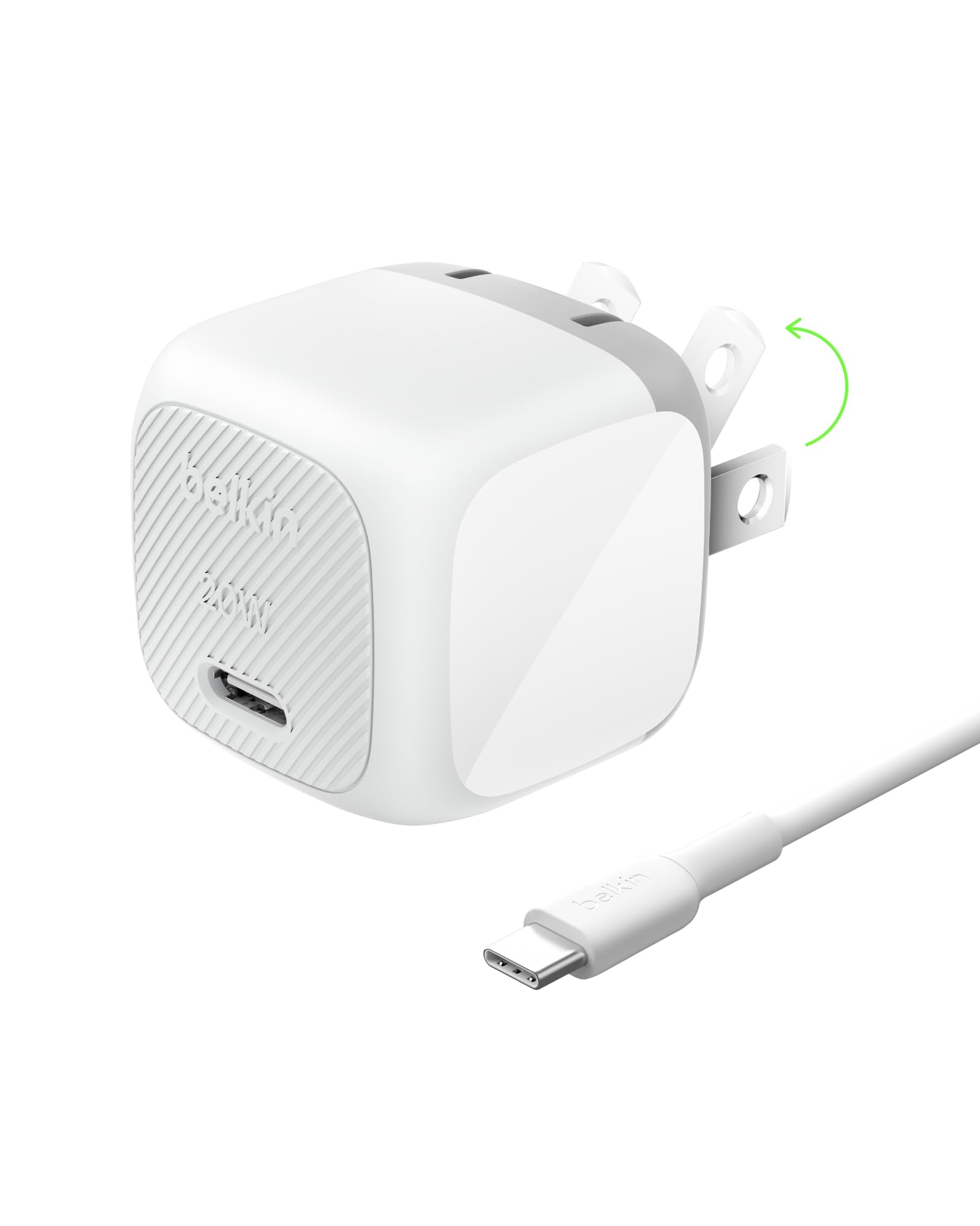 Photo 1 of Belkin USB C Charger Block 20W, Fast Charging Block, Type C Wall Charger, USB C Cable Included Compatible w/Apple iPhone 17, Air, Pro, Samsung Galaxy S25, Google Pixel 10, iPad, AirPods, etc. - White