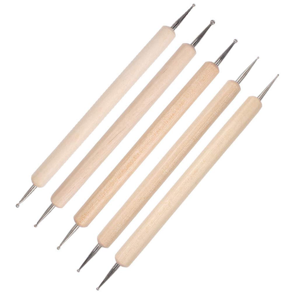 5 Pcs Embossing Stylus Set with Different Size Wooden Ball