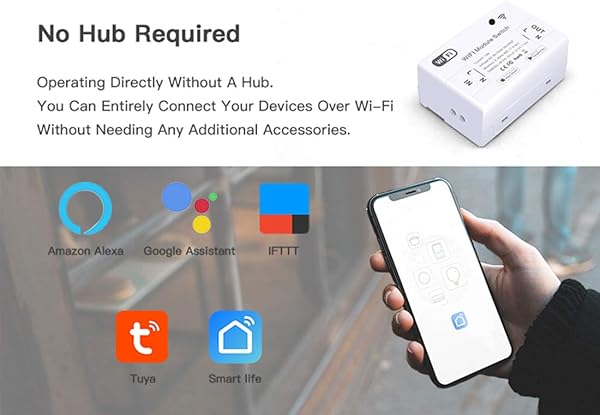 BSEED Smart WiFi Light Switch Mdulo de interruptor de rel inalmbrico Control remot Compatible con Alexa Echo Google Home No se requiere Hub1 paquete