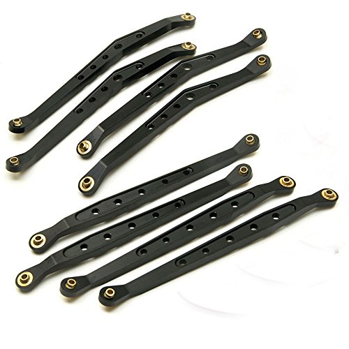8Pcs Set CNC Aluminum Lower & Upper Suspension Link Rod Linkage for 1/10 RC Axial Wraith #A (Black)