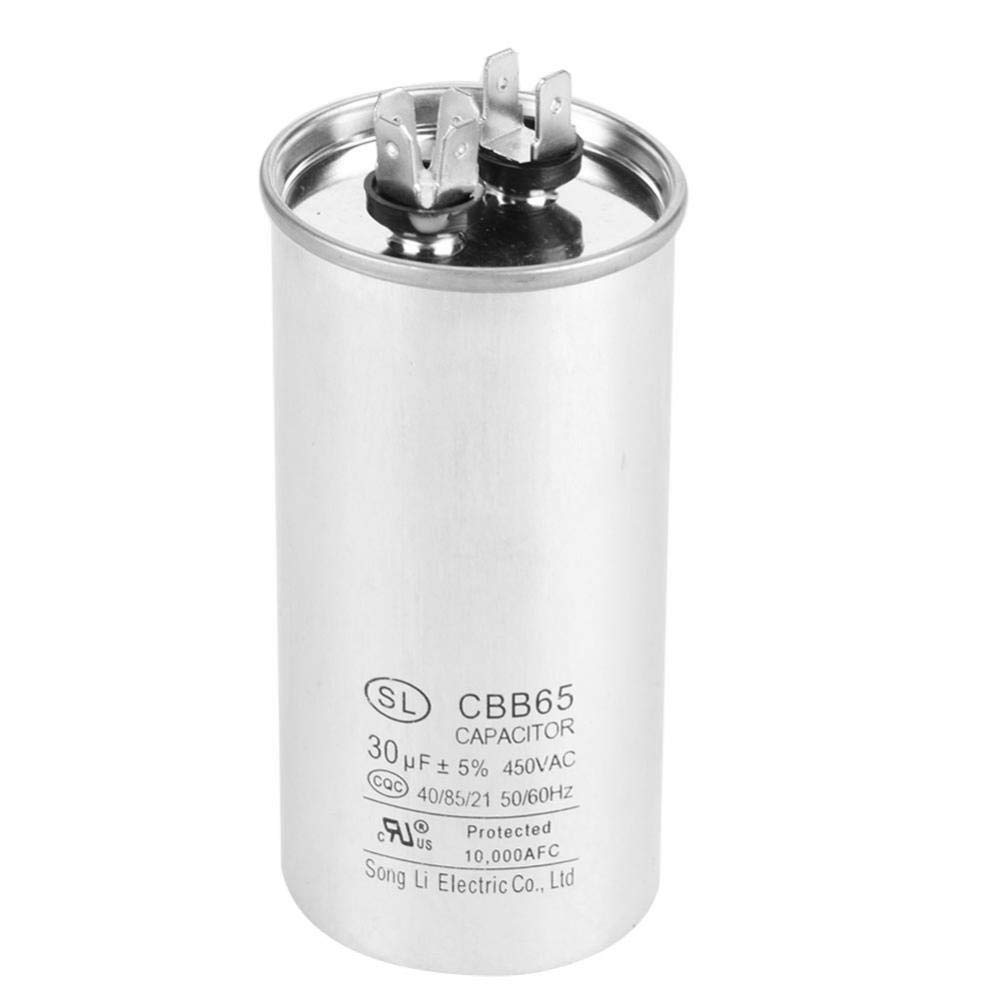 Motor Run Capacitor 450V 30uF Cylindrical Capacitor for Air Conditioners Compressors and Motors (CBB65A-1)
