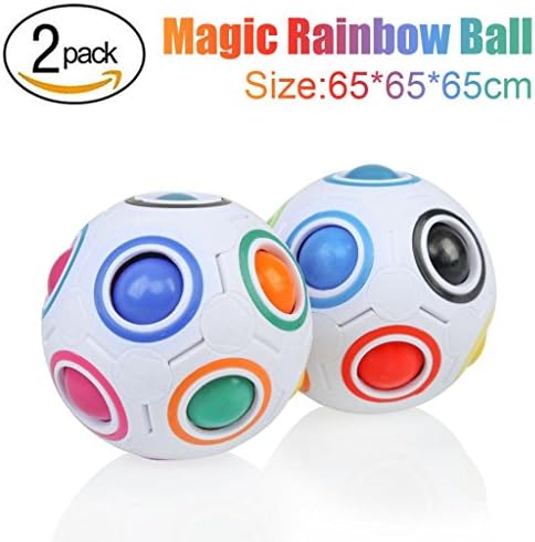 Stress Reliever, Woshishei 2PCS Magic Rainbow Ball Fun Cube Fidget Puzzle Education Toy For Kids/Adults