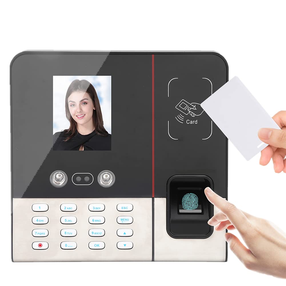 2.8in IP Fingerprint Attendance Machine, Face Fingerprint Password ID Card Recognition Time Attendance Clock, Biometric Password Access Controller, for Employee Checking-in Recorder(UK)