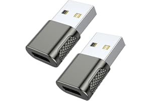 AuviPal USB C Female to USB Male Adapter 2 Pack, USB Type C Cable to USB A Charger Converter for Apple Watch 9 8 7, iPhone 15 14 13 12, AirPods, iPad and More - Space Grey