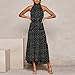 Women Halter Maxi Dress – Ladies Elegant Polka Dot Off Shoulder Swing Dresses – Ruffle Beach Dress with Beltthumb 2