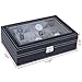 BASTUO 12 Slots Watch Box for Men, Black Watch Box Organizer
