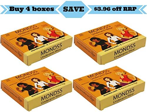 Antiperspirant Pads/Dress Shields (Adhere/Stick to Skin) MONDSS 4 PACK of Underarm Wear – for Women/Men. FAST FREE same day shipping WORLDWIDE.**AS SEEN ON TV!**