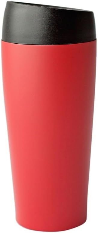 Matte Red Double Wall Stainless Steel Drink Tumbler with Push Button Lid, 15 Ounce