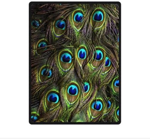 Peacock Feathers Custom Green Fleece Blankets Throws 58 x 80 inches(Large)