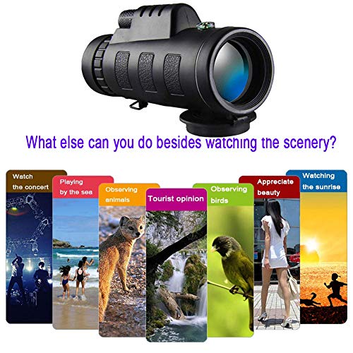 Monocular Telescope Scope with BAK4 Prism, Rotating Eye Mask, Multi-Green Coated Lens for Bird Watching