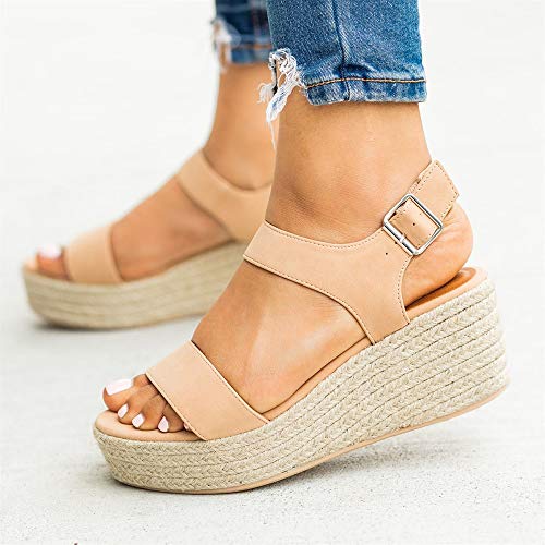 Coutgo Womens Platform Wedge Espadrille Strappy Sandals Ankle Strap Open Toe High Heel Sandals