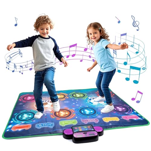 Oreilet Electronic Dance Mat, Double Player Dance Pad for Kids 3 4 5 6 7 8, Musical Interactive Dancing Step Pad for Kids Adults Boys Girls, Puzzle Games, Body Exercise