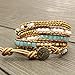 Bonnie Gold Plated Wrap Natural Stones Leather Wrap Around Stone Bracelet 5 Layer Natural Jasper Crystal Beaded Leather Bohemian Tribal Bracelet (Purple Imperial Jasper)