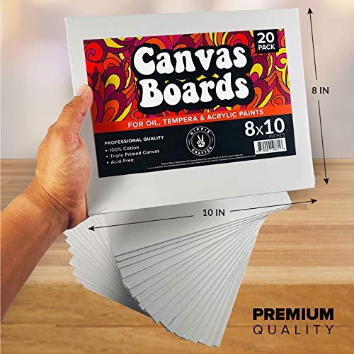 20 Pack Canvas Boards for Painting 8x10" Blank Art Canvases Panels
