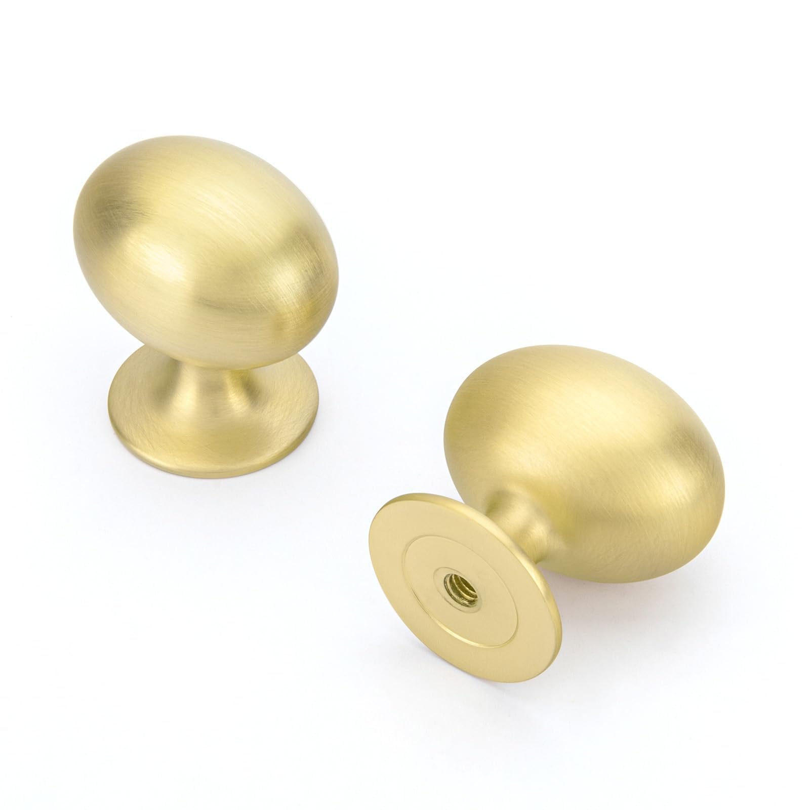 Photo 1 of homdiy 20 Pack Solid Gold Cabinet Knobs 1-5/16 inch Oval Brushed Gold Drawer Knobs Kitchen Cabinet Handles for Cupboard Dresser