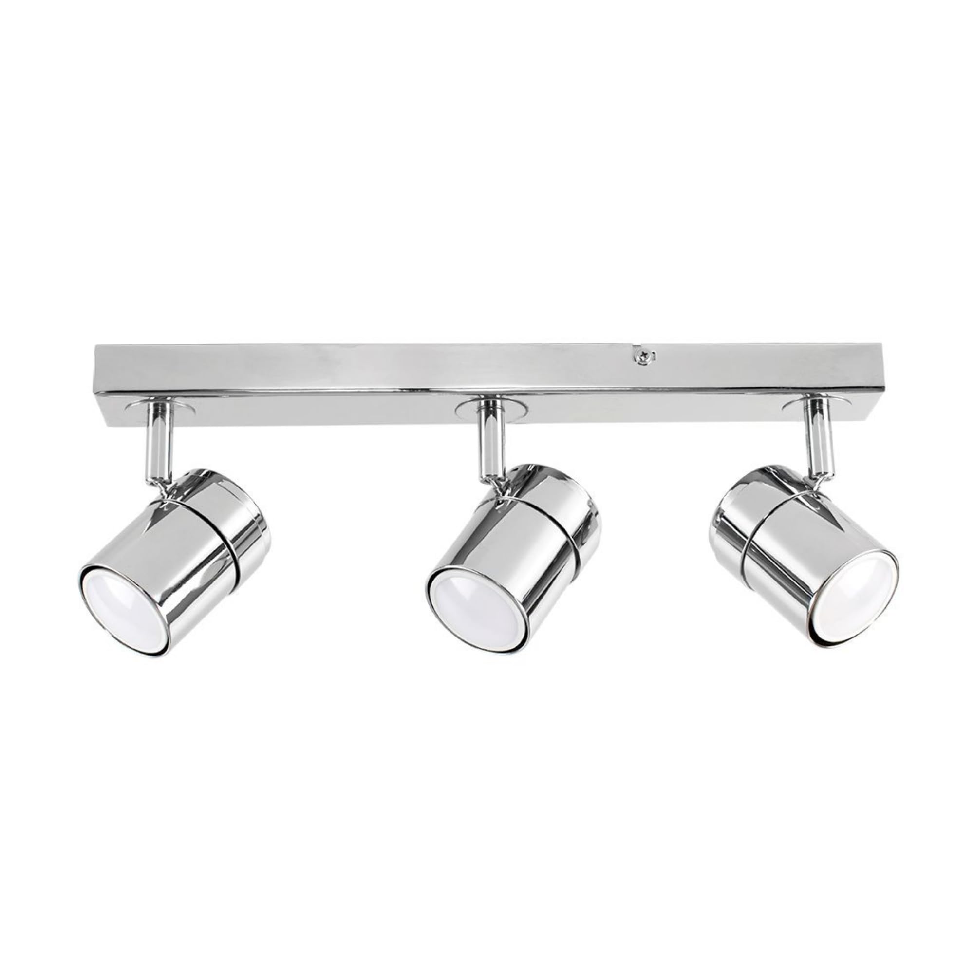 MiniSun | Modern 3 Way Adjustable Heads Silver Chrome Ceiling Spotlight Fitting | Ceiling Spots, Home Décor & Improvement Essential | Mains Wired