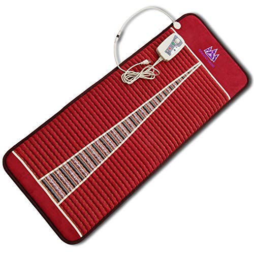 MediCrystal Far Infrared Heating Mat - Midsize 24"W x 59"L (60x150 cm) - Natural Amethyst & Tourmaline - 30-70°C (86-158°F) Hot Stone Pad for Back Health - Original Manufacturer - Red Violet 220-240V