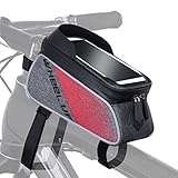 KUOKALE Bicycle Frame Bag Bike Front Tube Handlebar Bag 6.0 inch Touch Screen Phone Case iPhone X/8/7 plus/7/6s/6 plus/5s Mobile Phone Bag Bike Front Frame Large Capacity Storage Bag Bikes Accessories