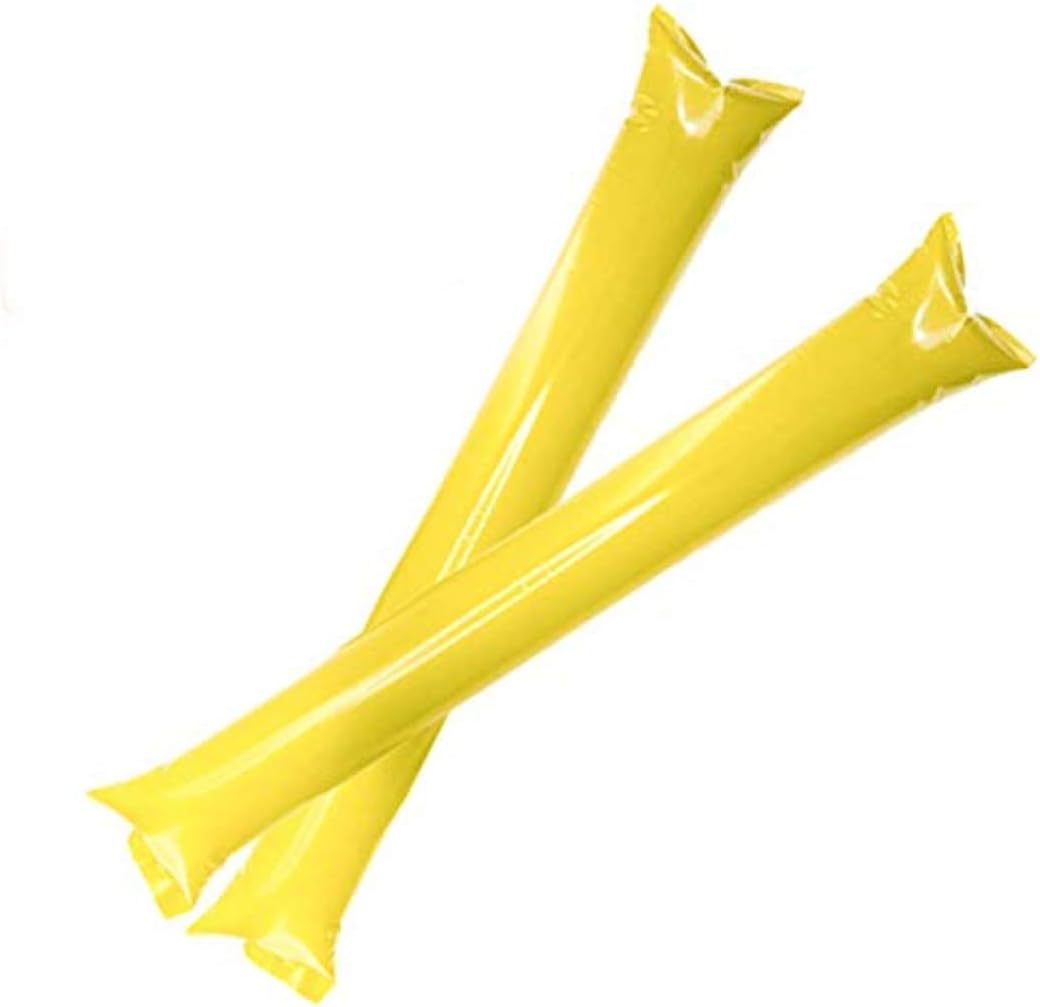 FUN FAN LINE - Pack 50 works of Reusable Inflatable Clapping Sticks, Yellow, Normal
