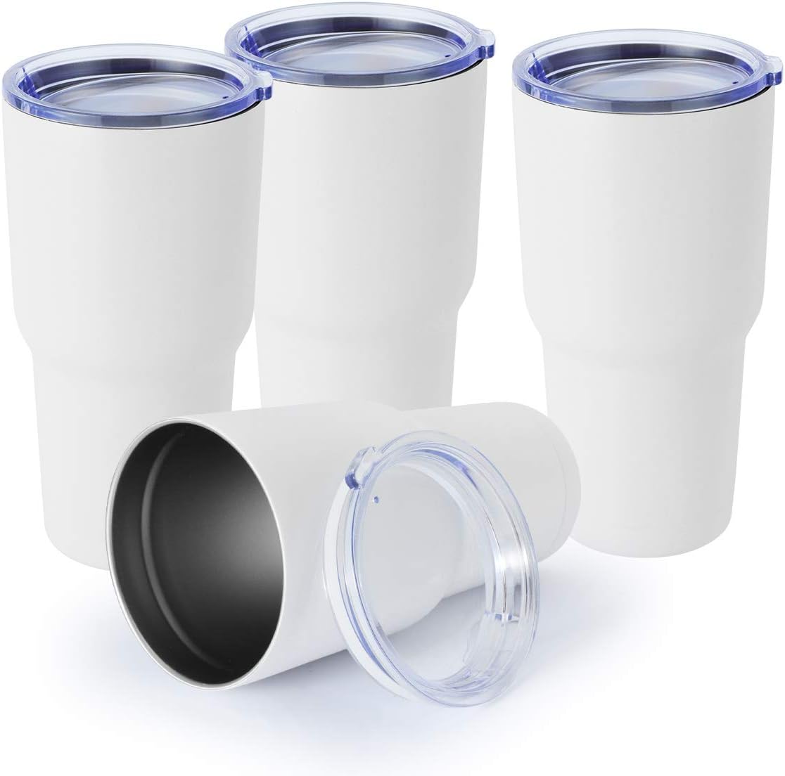 MASVIS 30 oz Stainless Steel Vacuum Insulated Tumbler Double Wall Travel Coffee Cup for Cold & Hot Drinks๏ผ30oz-4 pack๏ผWhite๏ผ