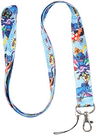 Blue Monster &amp; Red Girl Colorful Leaf Keychain Key Chain Lanyard Straps with Mini Silver Steel Spring Clips (MCL-134)