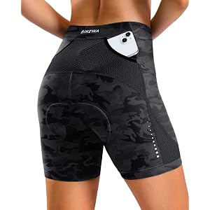Bikewa Women's Bike Shorts 4D Gel Padded with Pockets Road Cycling Biking Bicycle Shorts for Women(Black Camo,XL)