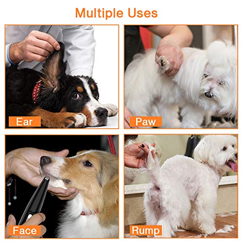 Dog Clippers, Pet Grooming Trimmers Kit Professional 2-Speed Low Noise Cordless Electric Pet Trimmer, USB Rechargeable Electric Pet Hair Clippers for Dogs Cats Around Face, Paws, Eyes, Ears, Rump
