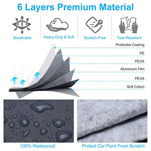 KAKIT Waterproof Truck Cover 6 Layers Pickup Truck Cover All Weatherproof with Door Zipper for Auto Vehicle Outdoor Indoor(Fit Truck Up to 242")