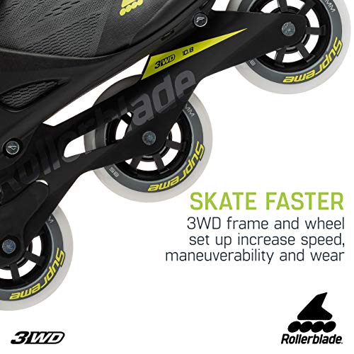 Rollerblade Macroblade 100 3Wd Men's Adult Fitness Inline Skate, Anthracite/Neon Yellow, Medium 10.5