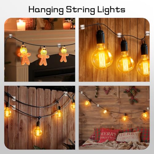 KGROTE Pack of 100 Cable Holders, Cable Management Organiser, Cable Clips, Self-Adhesive Outdoor Cable Clips, Cable Hooks, Wire Holder for Cable Management, Cable Attachment, Fairy Lights (Transparent)
