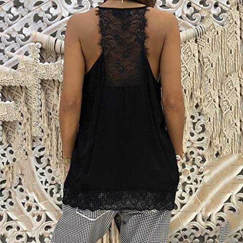 image for iYBUIA Sexy Women Lace Tank Tops Patchwork Insert V-Neck Sling Loose T