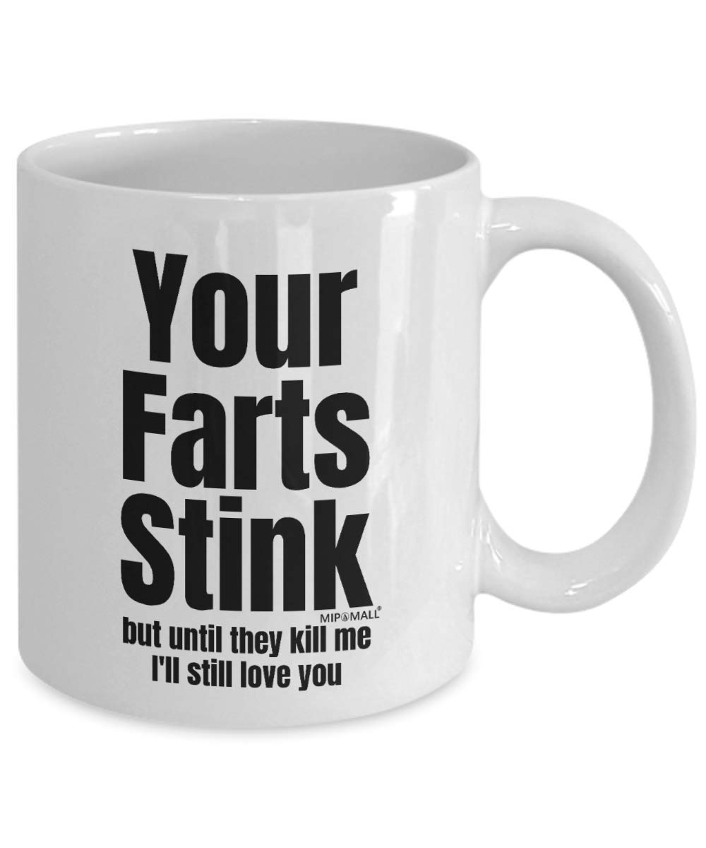 MIPOMALL Fathers Day Gift for Him, Your Fart Stinks, Valentines Gifts for him her, Husband Dad, I Love You, from Daughter Son Wife, Birthday Gifts, Funny Coffee Mug Tea Cup, Present - wm2986