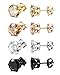 ORAZIO 4 Pairs Stainless Steel Women Stud Earrings Mens Ear Piercing Cubic Zirconia Earrings 6mm
