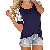 Lisingtool Women's Lace Short Sleeve T-Shirt Tee Blouse Casual Tops