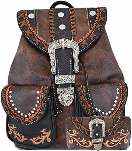 Justin Brown Leather Western Backpack Turquoise Straps Tassel Small Rucksack Justin Backpack | Justin Boots main image 4