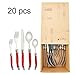 Laguiole By FlyingColors 20-Piece Silverware Flatware Cutlery Set, Stainless Steel Utensils Service for 4. MultiColor Handle,20 Pieces