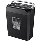 Bonsaii 6-Sheet Crosscut Paper Shredder for Home Use, Small Paper Shredder for Home Office, Portable Document Shredder with 3