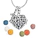 Heart Aromatherapy Essential Oil Diffuser Perfume Necklace Locket Pendant and 6 Colours Lava Stone Beads with Adjustable Snake Chain-with Cross Pendant
