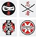 144 pc Ninja Warrior Kid's Party Favor Bundle Pack (12 Treat Boxes, 12 Inflatable Swords, 48 mini figures toys, 72 tattoos)