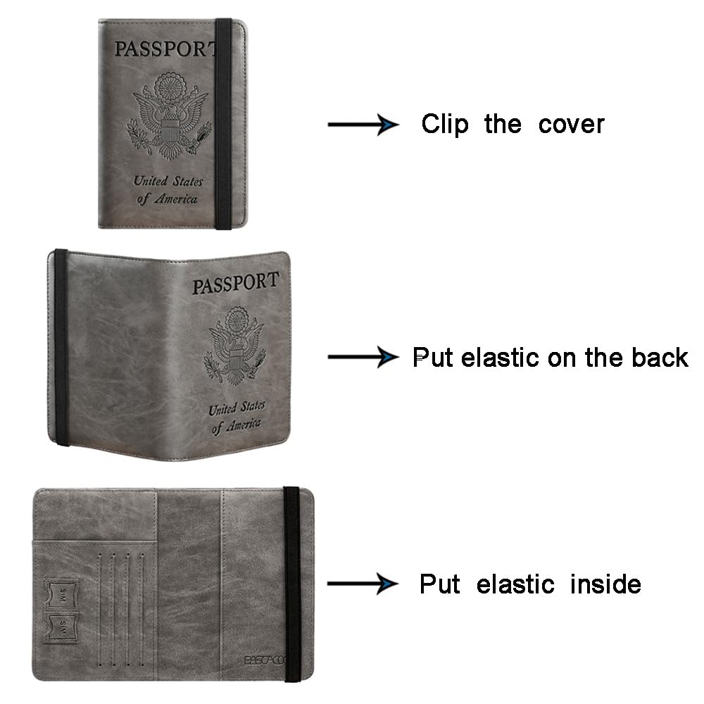 Passport Holder Cover Wallet Travel Essentials RFID Blocking Leather Card Case International Must Haves Travel Accessories for Women Men(101#Coffee Grey)